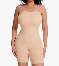 Strapless Shapewear Bodysuit for Women Built In Bra Control Slimming Butt Lifter