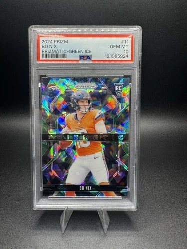 2024 Panini Prizm - Prizmatic Green Ice Bo Nix #11 (RC) PSA 10 GEM MT