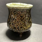 Hull Green Drip Glazed Pottery Vase B31 Floral Footed Vintage Planter 5”H
