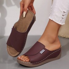 Women Summer Platform Wedge Slippers Peep Toe Casual Beach Sandals Soft Shoes