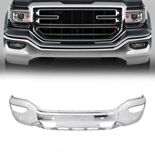 Chrome Steel Front Bumper Face Bar W/ Sensor Hole Fit For GMC Sierra 1500 16-18