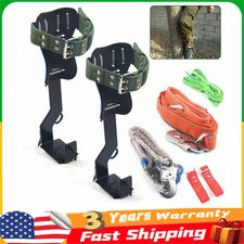 Adjust Tree/Pole Climbing Spike Set 2 Gear Safety Belt Rope Lanyard w/ Carabiner