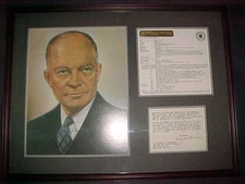 DWIGHT EISENHOWER AUTO. OIL PAINTING COLLAGE
