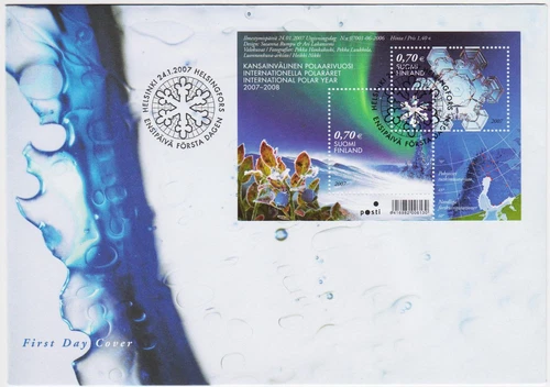 Snowflake International Polar Year Hologram Sheet Finland Mint FDC 2007