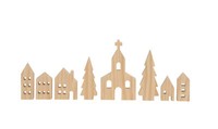 Holz Weihnachts Dorf 8-Teilig - Natur - Winter Stadt Haus Tisch Deko Aufsteller