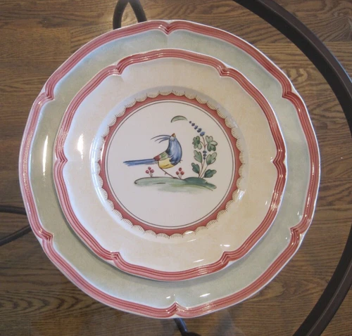HTF Villeroy & Boch JARDIN D'ALSACE AUBERGE Dinner & VILLAGE Salad Blue Bird EUC