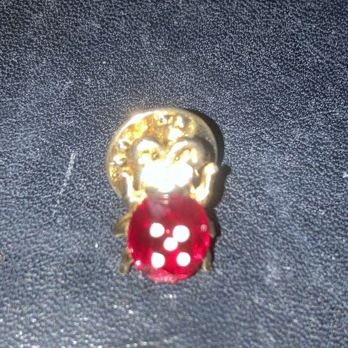 Ballou Ladybug Pin Gold Tone Red Rhinestone Tie Tac  MINT - Picture 5 of 7