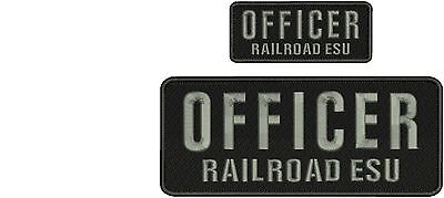 Officer Railroad Esu embroidery patch 4x10 and 2x5 hook on back Gray 