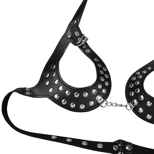 Women Rivets Harness Hollow Out Cage Bra Cupless Lingerie Chest Binder Bra Top - Picture 7 of 8