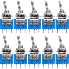 10 Pcs SPDT Mini Toggle Switch 3 Pin 3 Position On/Off/On AC 125V 6A MTS-103