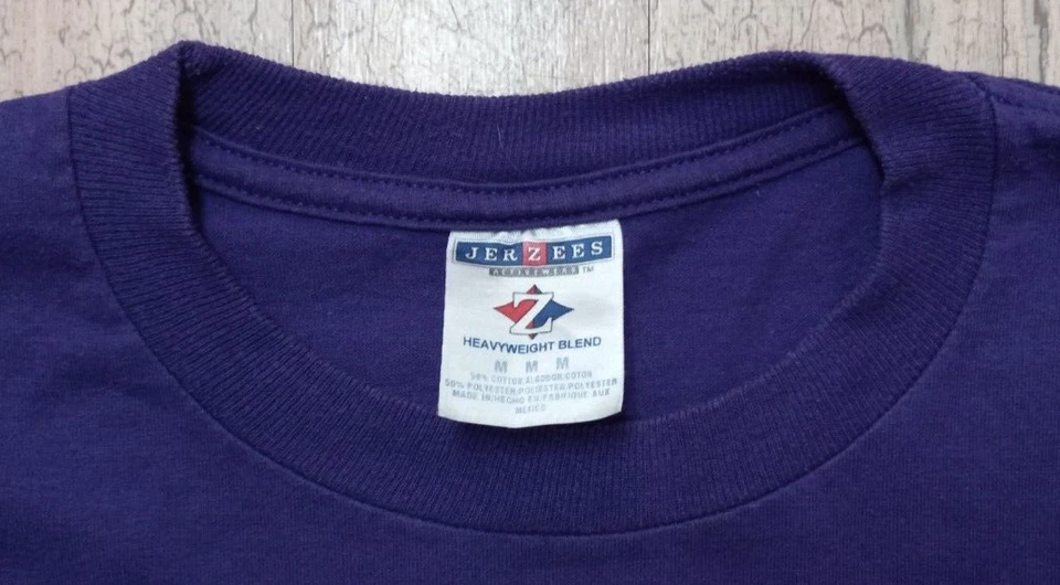 Camiseta vintage de los 90 para damas Workout Express Fitness Staff mediana púrpura neón Top Foto 3 de 4