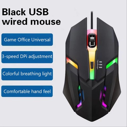 1pc 1600DPI 4Keys Sport LED Luminous Backlit Wired Gaming Mouse Wired For Office - Picture 8 of 14