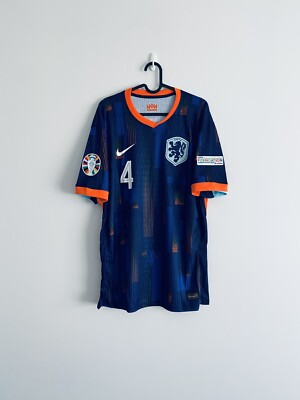 Netherlands Away Player Issue Shirt Jersey 2024 Euro Cup No.4 Virgil Size XL