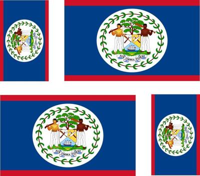 4 x flag decals sticker bike car vinyl helmet motorcycle belize