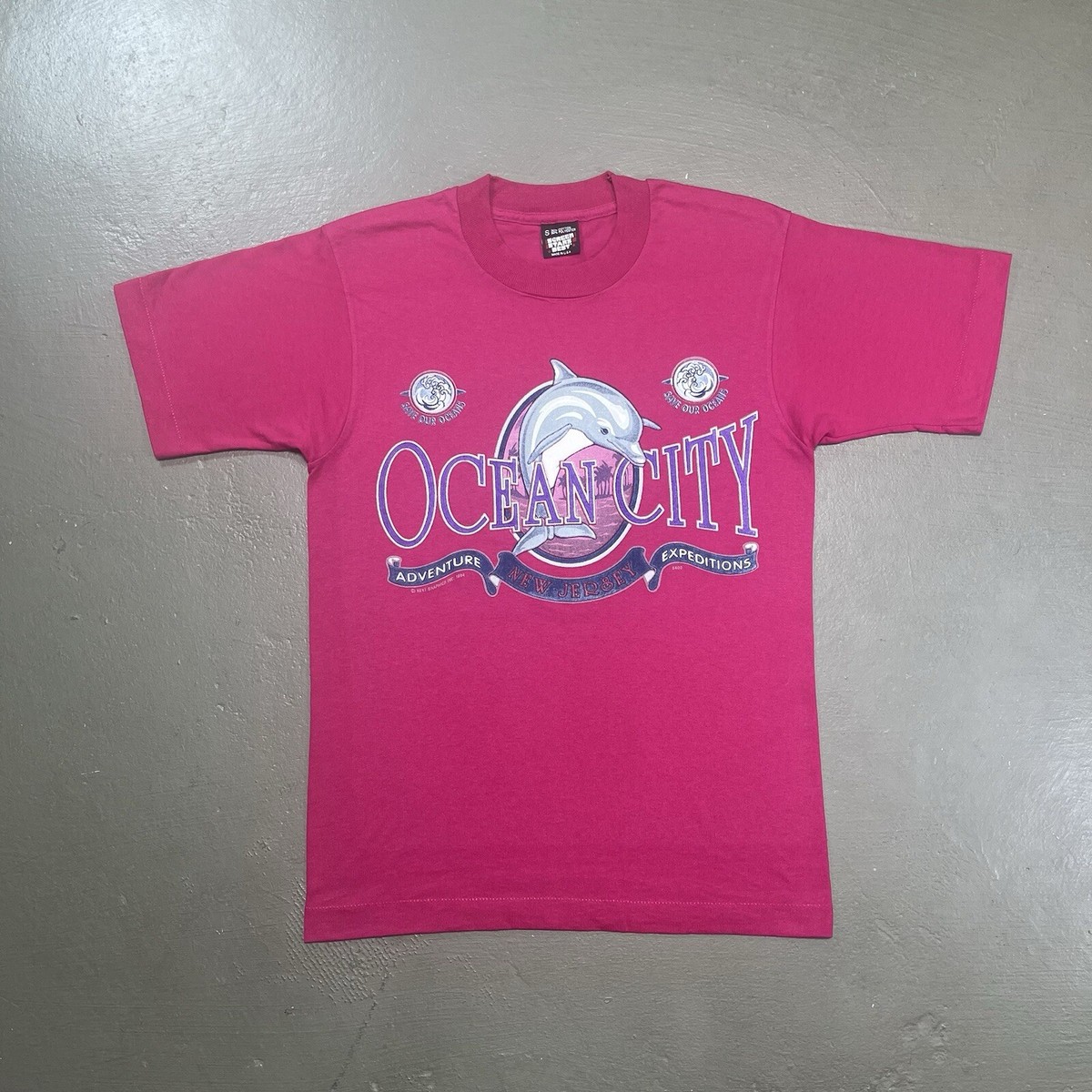 sセイズ Vintage Ocean City T Shirt Small 90s Dolphin Beach Surf Screen