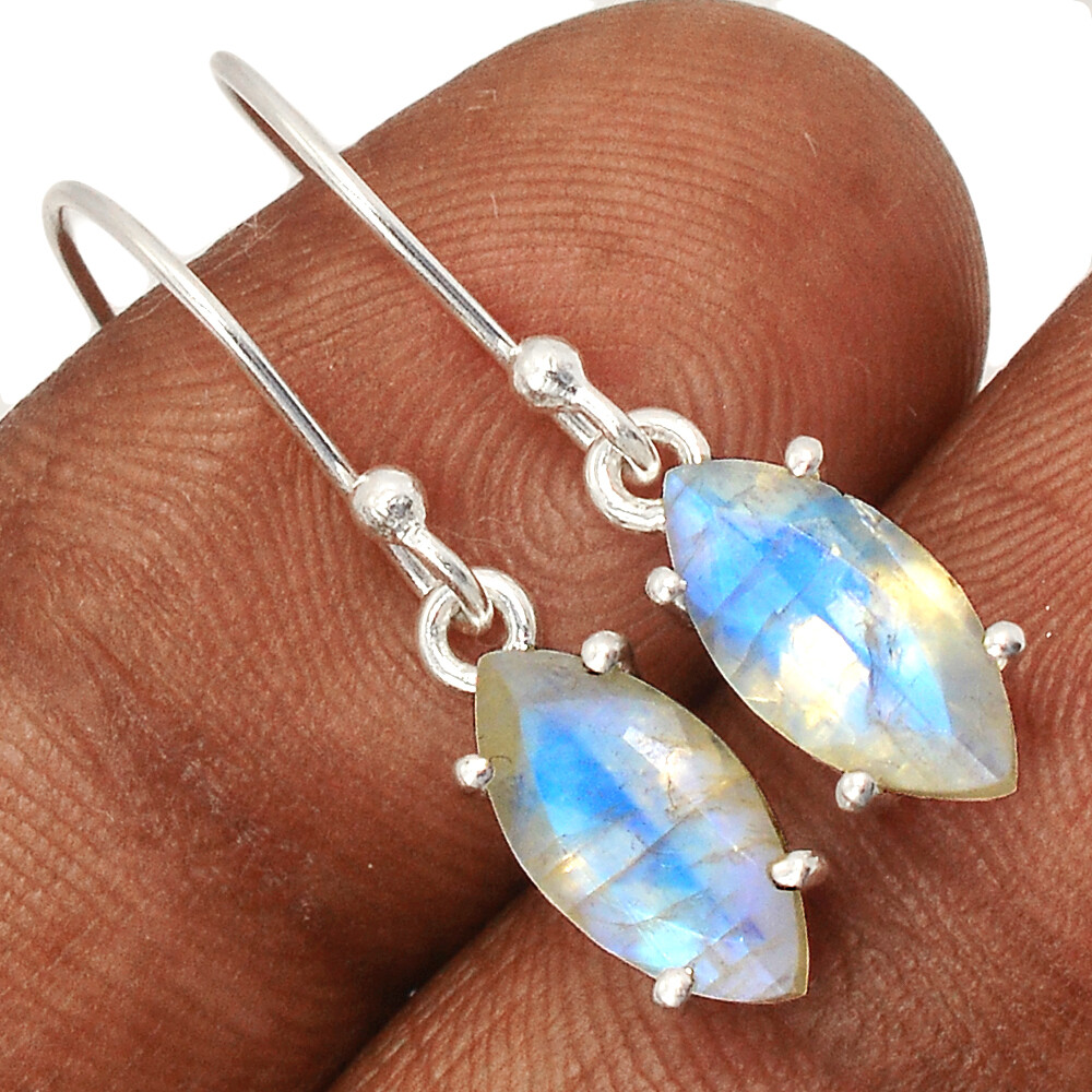 Sterling Silver 14k Gold Plated Marquise Rainbow Moonstone Post Stud Earrings Sterling Silver 14k Gold Plated Marquise Rainbow Moonstone Post Stud Earrings