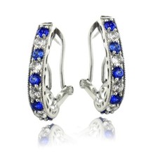925 Silver 2.5ct Lab Created Blue  White Sapphire Oval Clutchless Earrings