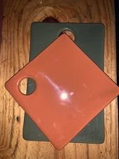 Set of 2 Vintage Modern Hot plates Trivets w/ Hole Handmade