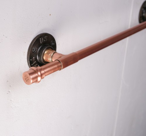 Utensil Holder Kitchen Copper Pot Pan Rail With 5 S Hooks - Picture 10 of 11