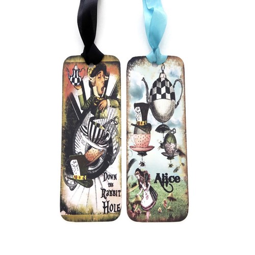 Alice in Wonderland Bookmarks-Favours-Drink Me-Eat Me-Tea Party-Mad Hatter - Picture 3 of 5