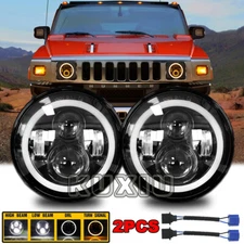 For Hummer H2 2003-2009 Pair DOT 7 INCH Round LED Headlights DRL High Low Beam