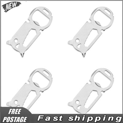 Multifunction Card Bottle Opener Key Chain Wrench Camping Tool (Silver)