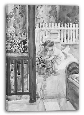 Kunstdruck F. Luis Mora - Daughter Rosemary Watering Plants, Gaylordsville, Con