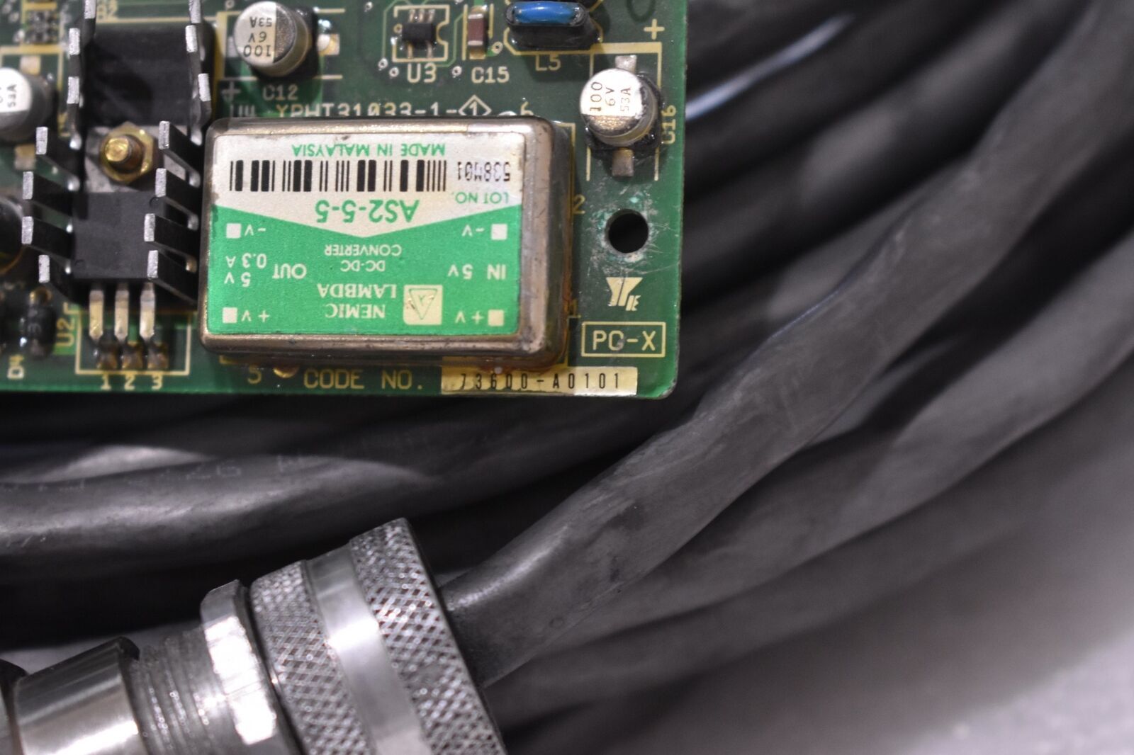 YE DATA 73600-A0101 PC CONTROL BOARD WITH ASM EMS INC. PG-1 AND WIRE, YASKAWA