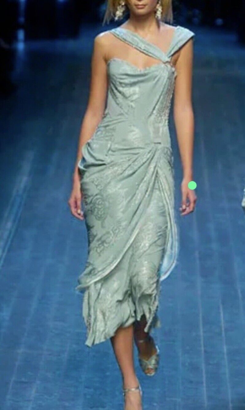 Christian Dior 2005 John Galliano Turquoise Silk … - image 1
