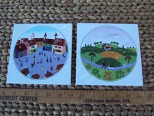 Vintage Tile Trivet Villeroy & Boch Lot (2) Naif Design  Made in France VG+ Cdn