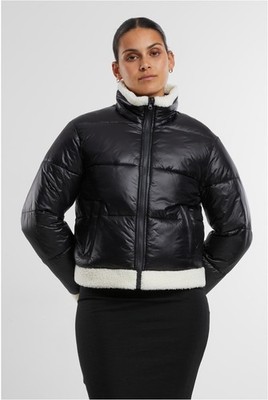 Ladies Recycled Shiny Puffer Sherpa Jacket Damen Jacke | Urban Classics | TB7074
