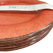 TAG Orange Crackle Melamine 9" Salad Plates Set of 4 BPA Free NEW