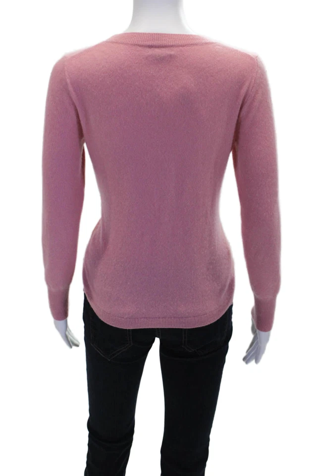Suéter tejido J Crew para mujer cachemir manga larga cuello redondo rosa talla S Foto 3 de 4