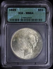 1925-P $1 Peace Silver Dollar ICG MS 64 | Uncirculated UNC BU
