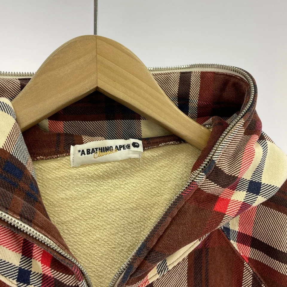 BAPE Plaid Check Hoodie a bathing ape Nigo Era VTG Vintage L - Image 2 of 4