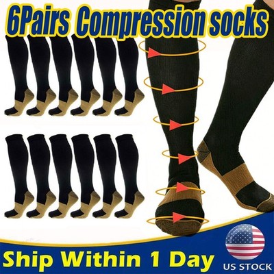 Copper Compression Socks 20-30mmHg Graduated Support Mens Womens S-XXL Wholesale