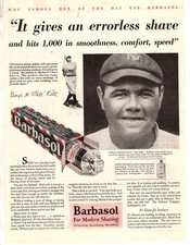 1929 Babe Ruth Barbasol Original Ad