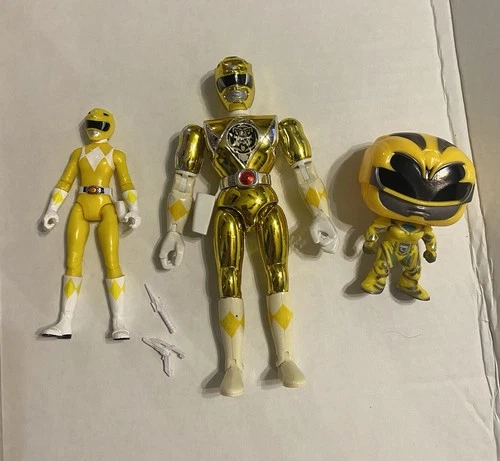 Mighty Morphin Power Rangers Yellow Lot Vintage Modern Funko Bandai Mmpr Figures