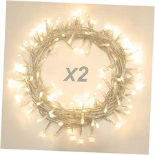 2 Pack 22.6ft 66 Led Battery Powered String Lights, Warm White(2 Pack 66led)