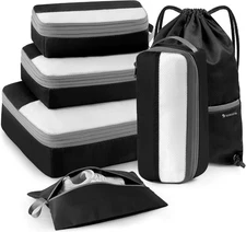 6-Piece Compression Packing Cubes Travel Luggage Organizer Bags Lightweight