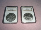 2 NGC 1996 Silver Eagles MS69 Uncirculated Slab US Coin Bright White