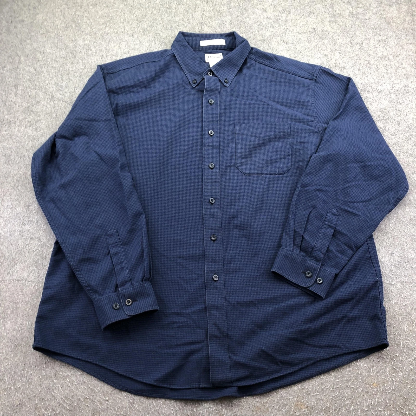 L.L. Bean Shirt Mens XL Blue Check Long Sleeve Flannel Button Up Outdoor