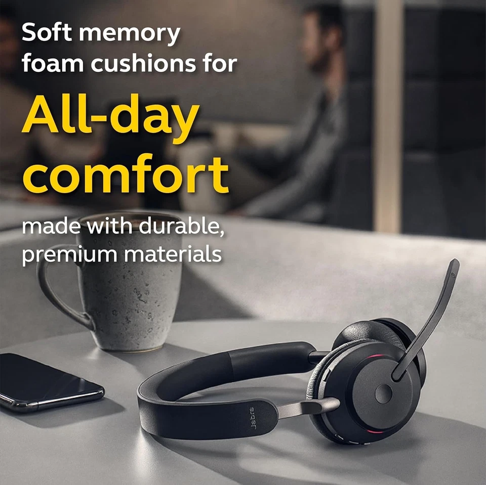 Jabra Evolve2 65 Wireless Headset USB Stereo UC, BT & Dongle, Compatible - NEW - Image 4 of 4