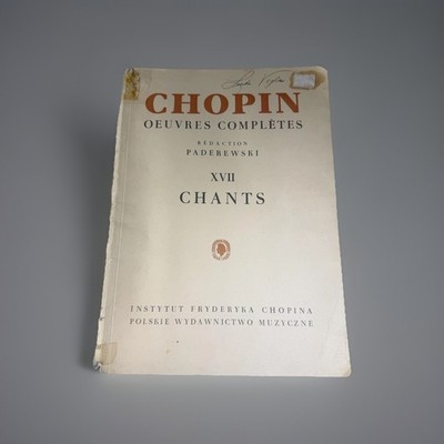 Vintage Chopin Oeuvres Completes XVII Chants Vocal Sheet Music Score Paderewski