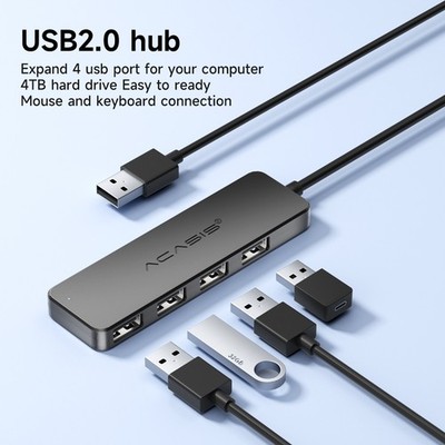 Acasis 4 Port USB Hub Splitter Multi Adapter 5Gbps High Speed Desktop Laptop