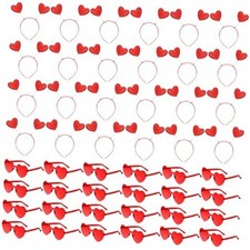 48 Pcs Valentines Heart Head Boppers Headbands and Heart Sunglasses for Red