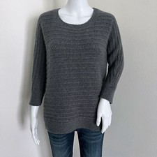 Garnet Hill Women's Sweater Size S Gray Lambswool Angora Blend Side Zippers