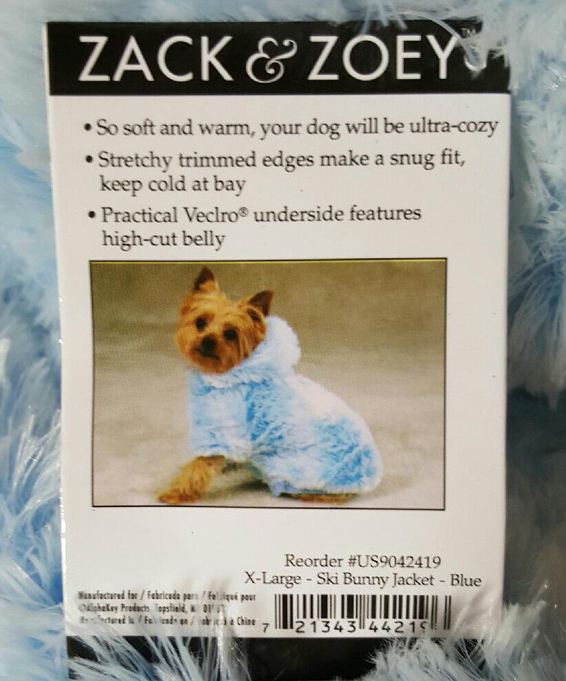 Zack & Zoey X-Large Blue Dog Ski Bunny Jacket