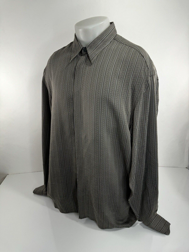 BERNINI - BEVERLY HILLS Striped Mens 44 / 17.5 - XL Viscose Shirt - Picture 2 of 8