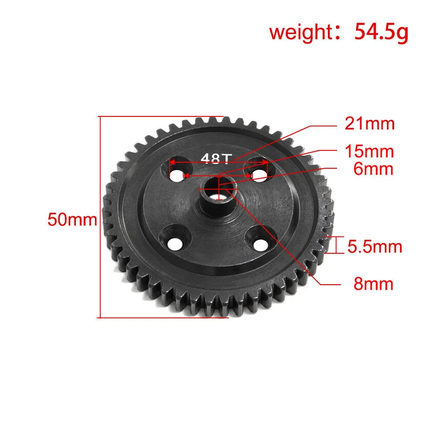 46T 48T Steel Center Differential Large Gear Steel Gear for KM 1/7 Rally E8082 - Image 3 of 4